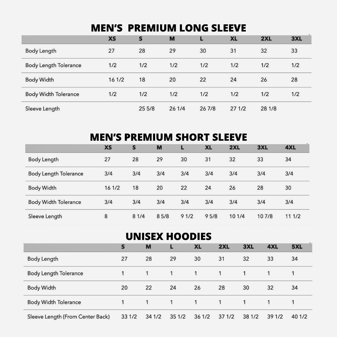 Men's Sizing Guides – The Sorrentino's